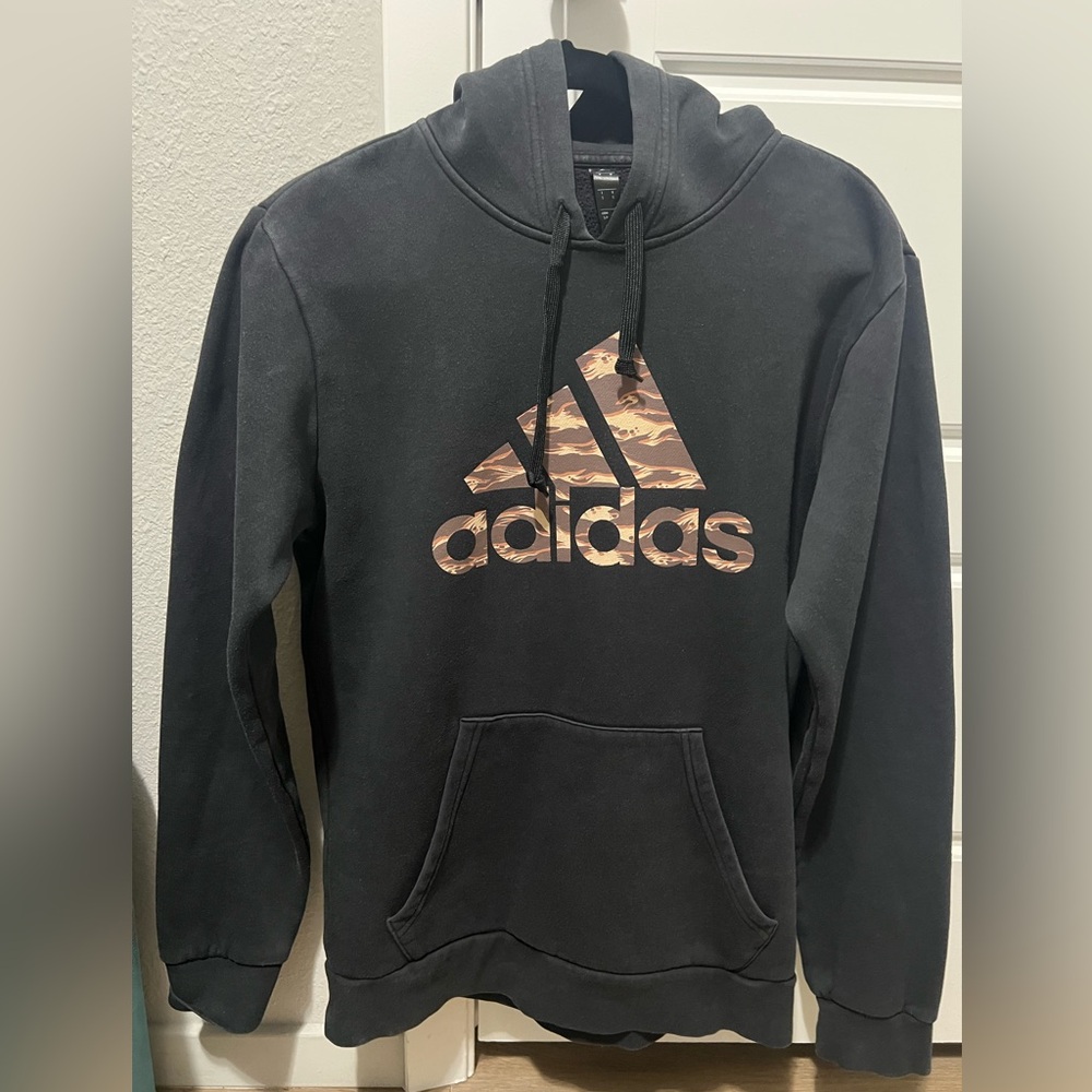 Adidas Black Hoodie with Metallic Logo